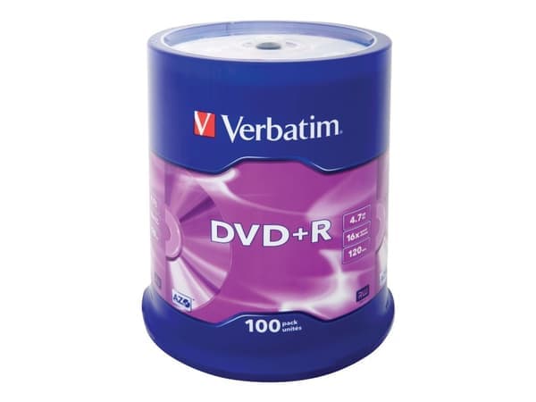 Verbatim - 100 x DVD+R - 4.7 GB 16x - matt sølv - spindel