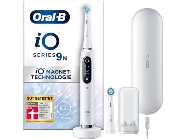 Oral-B iO Series 9N magnetisk tannbørste hvit alabast + ekstra børstehode
