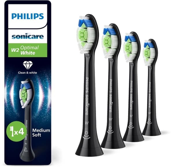 Philips Sonicare W2 Optimal White tannbørstehoder – svart – 4-pakning