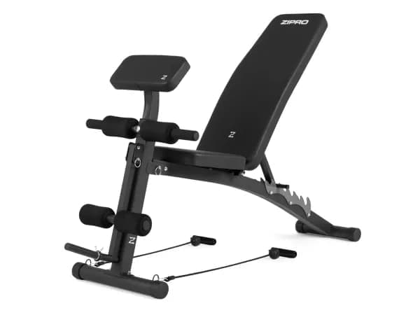 Treningsbenk Volume med benpress og biceps curl støtte