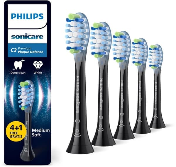 Philips Sonicare C3 Premium plakkforsvar tannbørstehoder – svart – 5-pakning