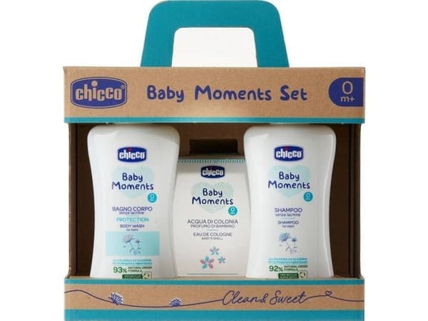 Chicco Baby Moments badevæske 200ml + sjampo 200ml + eau de toilette 100ml