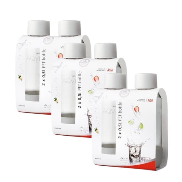 6-pack AGA AQVIA "on-the-go" 0,5L, PET-flaska (Vit) BF 2025
