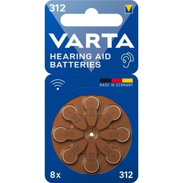 Varta Høreapparatbatteri 312 / A312 / PR41 8-pakning