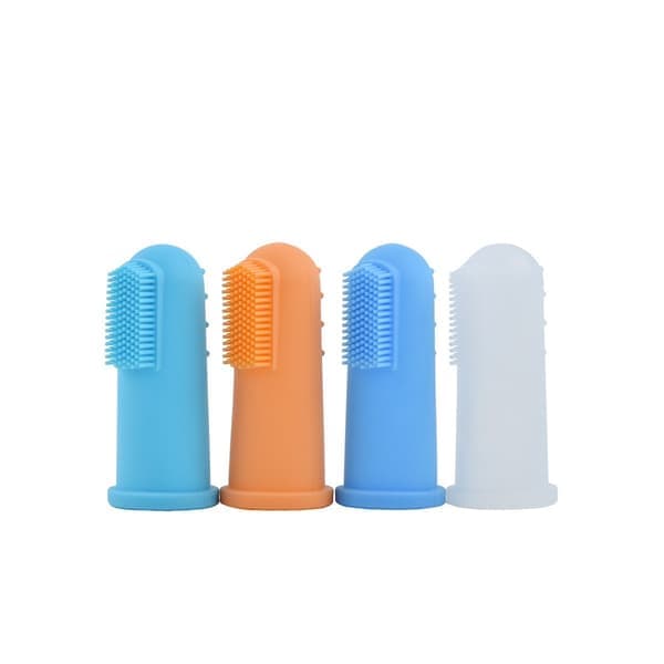 4-pakning Pet Silikon Finger Tannbørster for Hunde- og Katte Tannpleie