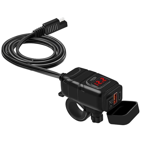 USB-C / USB hurtiglader for bil og motorsykkel Black