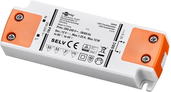 LED-transformator 12 V (DC) (DC), 15 W