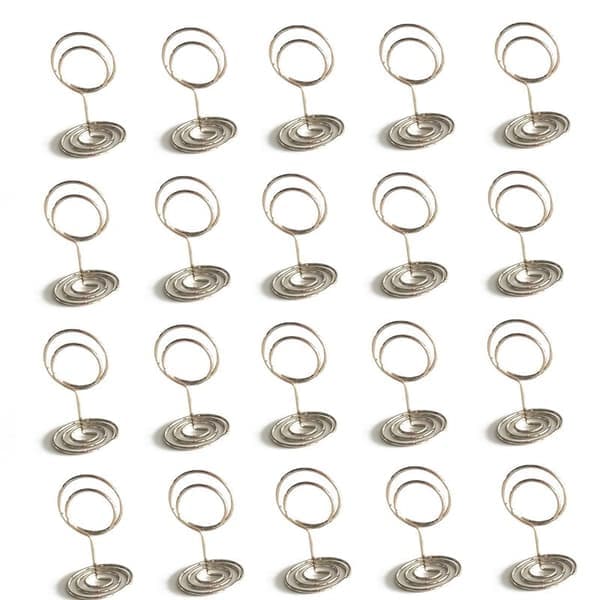 50mm Påfugl Rund Memo Clip Holder - 20 Pakke, Metall Bordplate Kort Display Silver