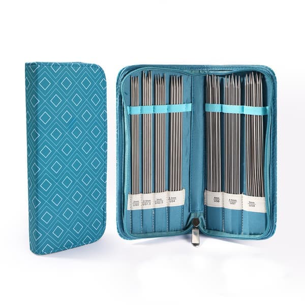 20 cm dobbeltspiss strikkepinner sett med etui