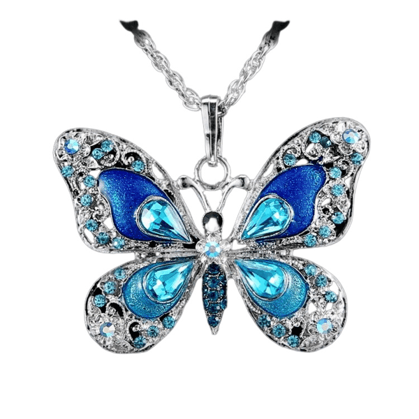 Vintage halskjede med sommerfuglanheng Blue