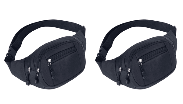 Svart midjeveske med flere rom 2-pack