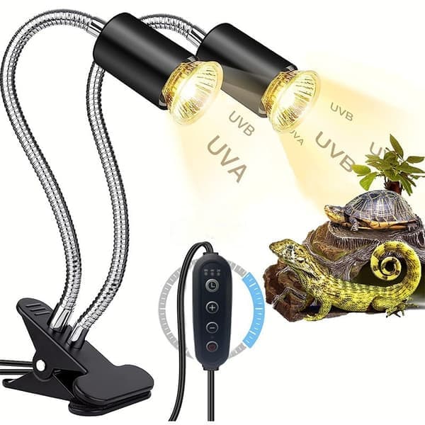 Dobbel varmelampe for terrarium / UVA-lampe for krypdyr