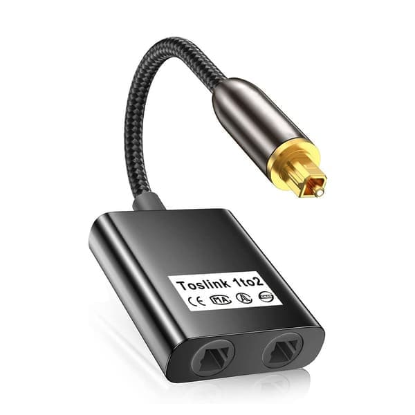 0.25m Audio Fiber Optisk Splitter - Dobbel Utgang Toslink Adapter Kompatibel med Samsung, Sony, Xbox