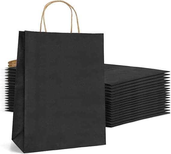 Gaveposer av papir med håndtak 10-pakning Black