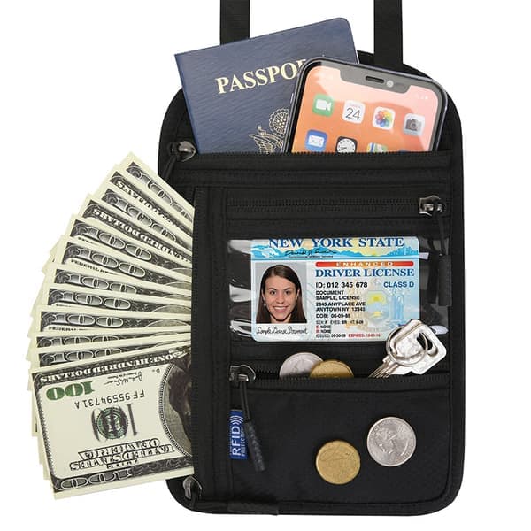 Passlommebok Multifunksjonell RFID-beskyttelse Black