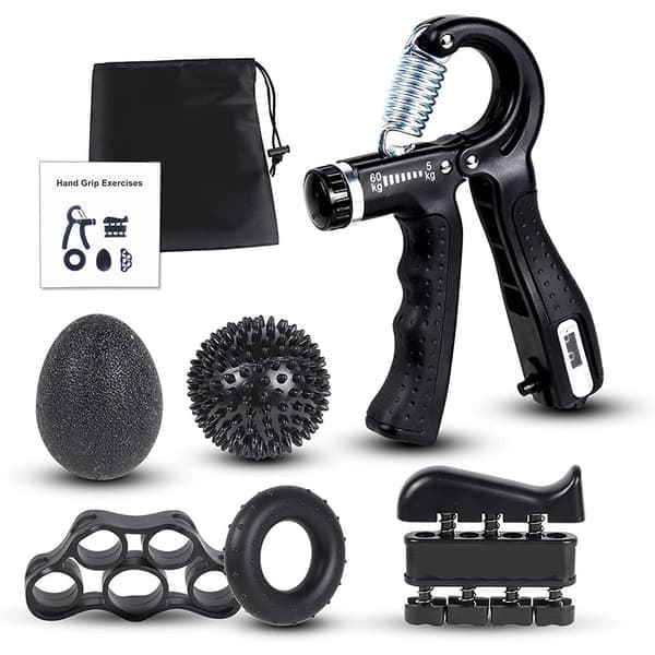 Treningsutstyr for finger- og håndtrening 6 deler Black