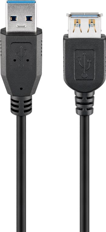 USB-forlengelseskabel, USB 3.0, 5 m, svart