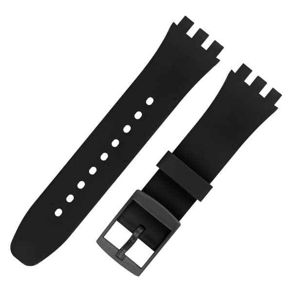 Premium Silikon Swatch Klokkerem Erstatning Black 19 mm