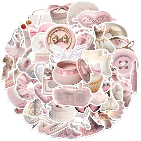 50-delers flerfarget PVC-klistremerkesett for DIY-dekorasjon Gentle ballet girl