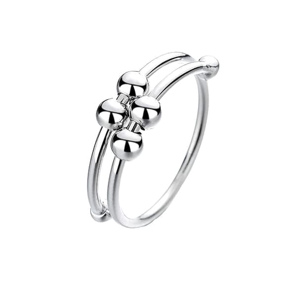 Avstressende ring som kan justeres i kobber, sølvfarget Silver