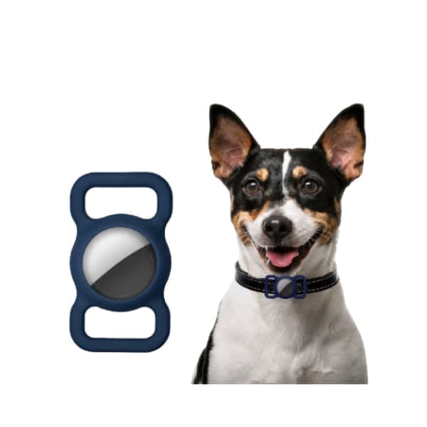 Apple AirTag holder for katt / hund halskjede i mørkeblå silikon