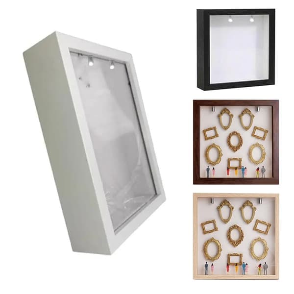 Miniatyr fotoramme med LED-lys – DIY mini museum minneramme - White