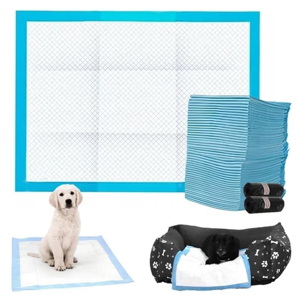 Tisseteppe med Bæsjeposer til Hund / Valpteppe /Hygieneunderlag - 60x45cm - 50-Pack (Utan bajspåse)