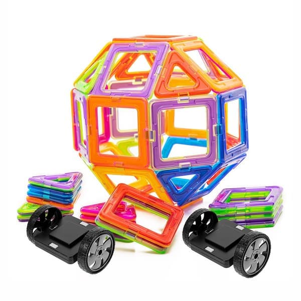 Magnetic Tiles - Magnetiske Klosser - Bygg med Magneter - 40-delar + bilhjul