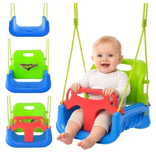 Babyhuske 3-i-1 / Barnehuske - Huske for barn - Blå