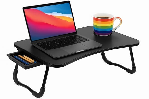 Laptopbord / Frokostbord med Drikkeholder Skuff og Holder for Nettbrett