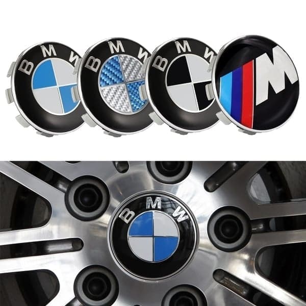 4-pakning BMW Sentrumskåper / Hjulkapsel Emblem