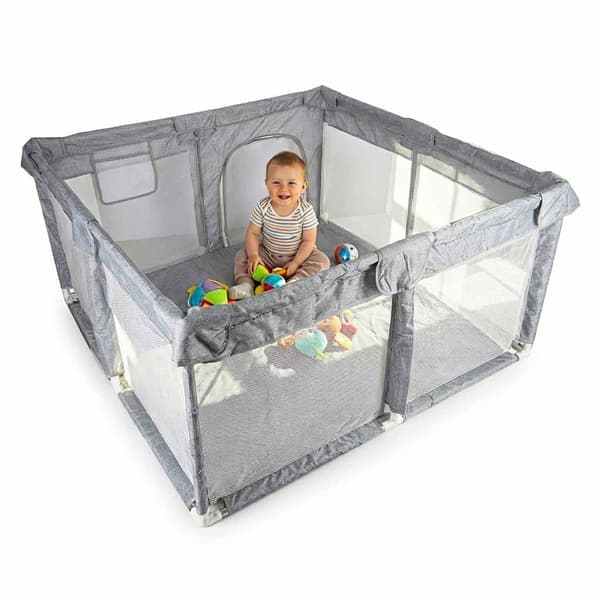 Sammenleggbar Lekegrind for Barn – Sikker Baby Playpen 120×120 cm Špningsbar