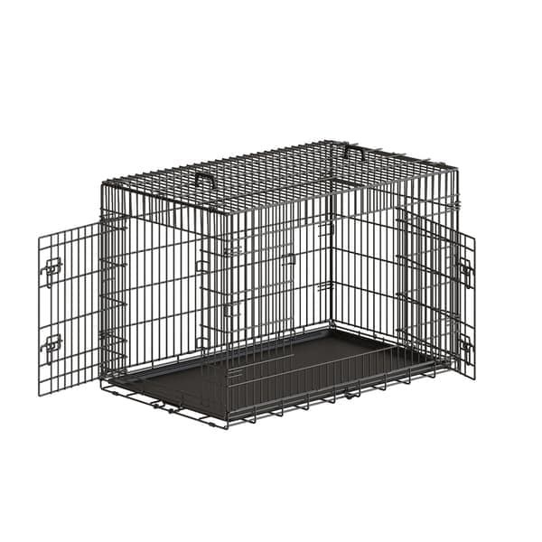 Hundebur, 122x74,5x80,5 cm, Svart, Sammenleggbar Metall