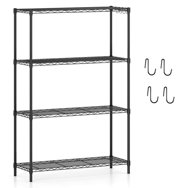 4-etasjes metalloppbevaringsstativ med justerbare hyller, 91x35x138,5 cm