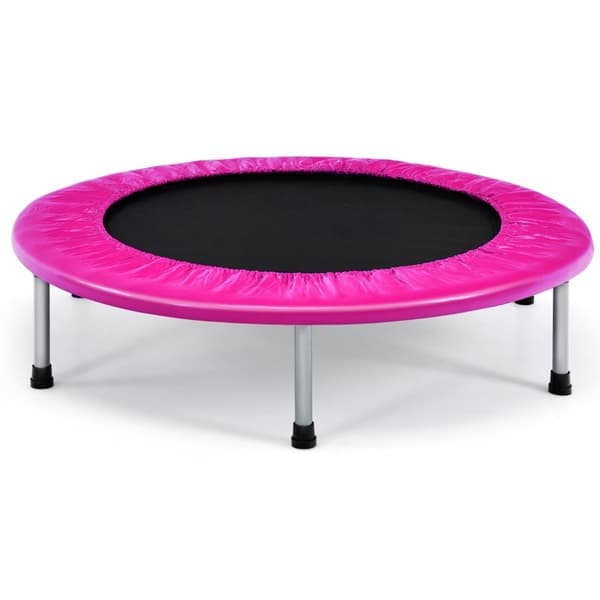 Sammenleggbar 97 cm rosa trampoline for barn, 150 kg kapasitet