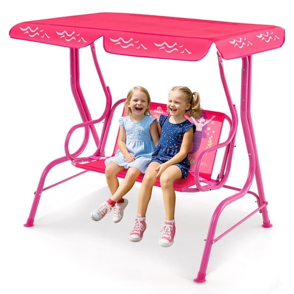 Barnehuske med justerbar kalesje, metallramme, rosa