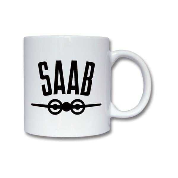 Krus: SAAB Logo Innan 1969, porselenskrus med levende og unikt design, perfekt for både kaffe- og teelskere