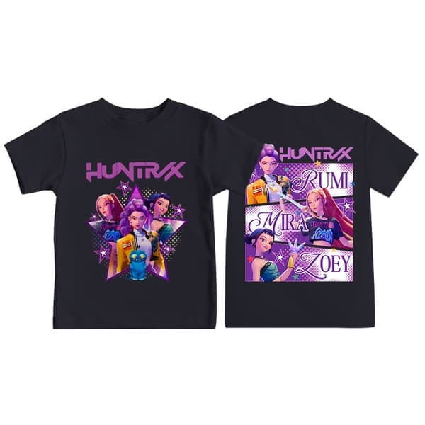 Demon Hunters K-Pop T-skjorte - Offisiell Band Merch Tee i svart [JSR]