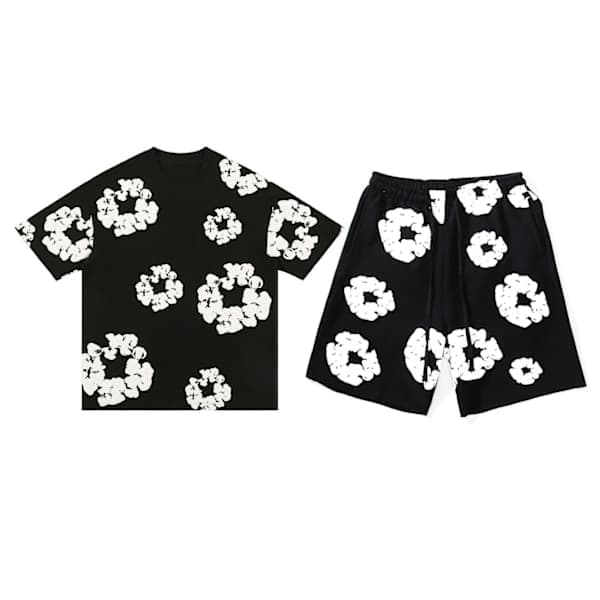 Denim Tears sommer sett for menn, kort erme, svart Black[ch]