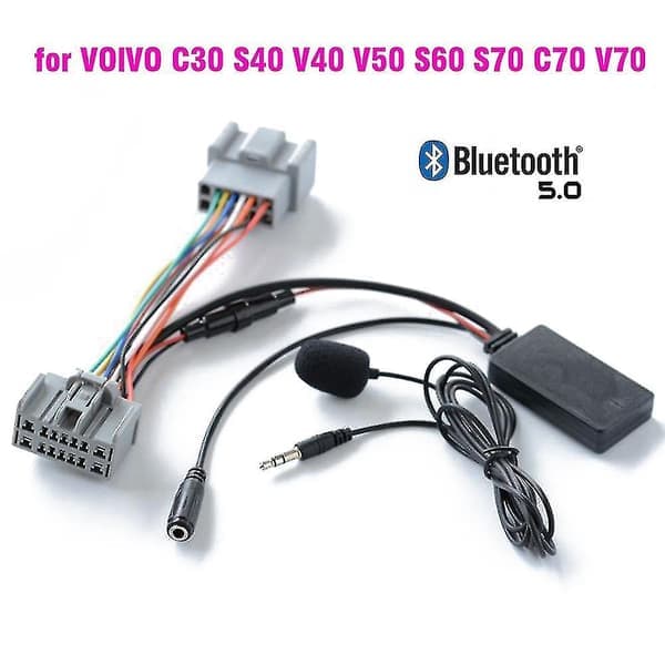 Bil Bluetooth 50 Trådløs telefonsamtale Handsfree Aux In Adapter For Volvo C30 S40 V40 V50 S60 S70 C70 V70 Xc70 S80 Xc90 Med Mic-Xin