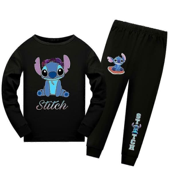 Lilo & Stitch Barne Langermet Pyjamas Sett med Bukser - Svart[JSR]