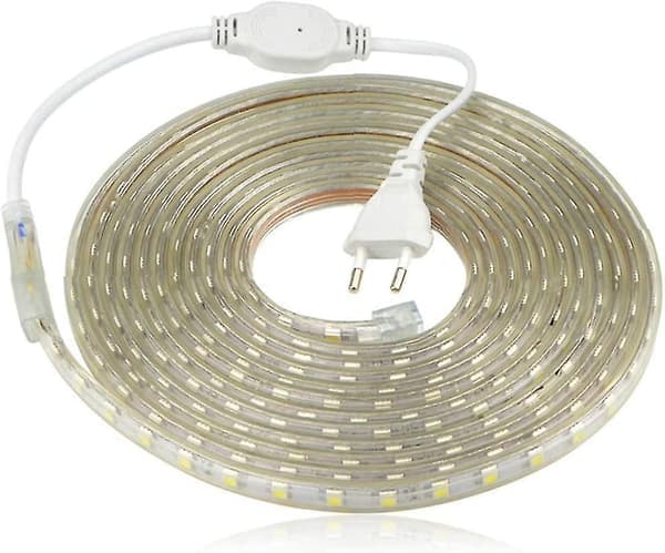LED-stripe, Vanntett LED-stripe, Lysende LED-stripe 220v, 5050 Ip65 Vanntett LED-stripe, Varmhvit (6m)