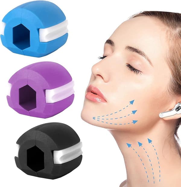 3PCS kjevemuskel trener, kjevelinje treningsball dobbelthake reduserer kjevelinje shaper for øvelser ansiktsmuskler menn og kvinner
