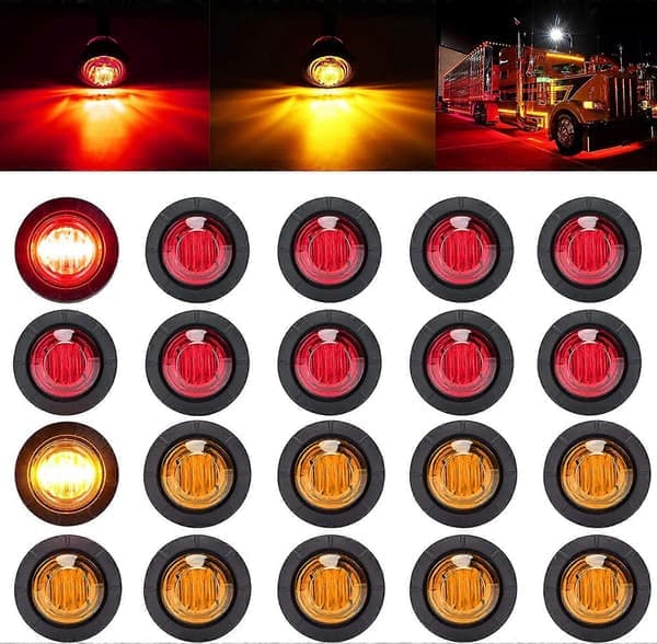 3/4\" Runde LED-sidemarkering Klaringslys Front Bakre Markør Indikatorer Baklys Vanntett for Tilhenger Truck Bil Buss Van Pickup RV ATV Wrangler (1