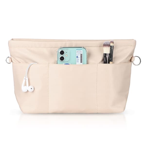 Håndveskeorganisator, Veskeorganisator, Nylon med nøkkelring, Innerlommer, Vanntett for Håndveskeorganisator, beige, L