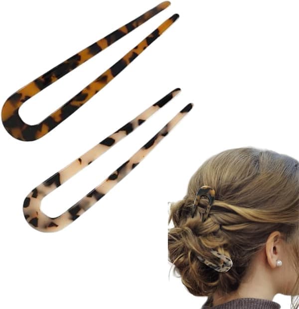 Formade Hårstift Hårgaffel for Fransk Twist Chignon Stift Stora Franska for Kvinner med Tjukkere Fint Hår - 2-pak