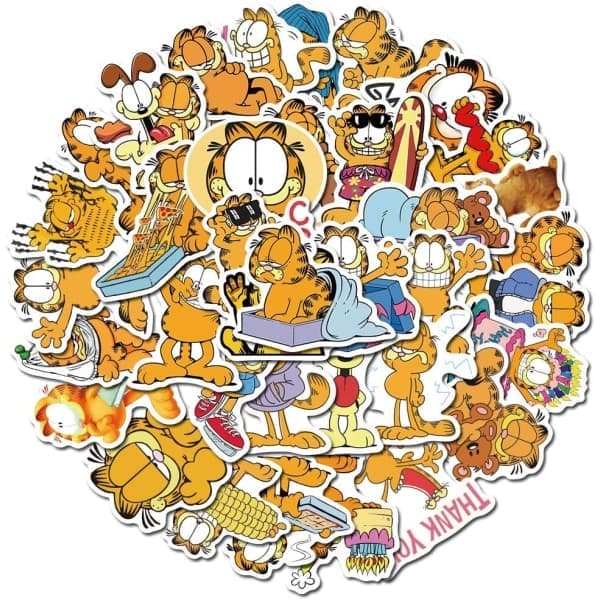50 stk søte Garfield-klistremerker, tegneserie anime-klistremerker for barn til vannflasker, bærbare datamaskiner, scrapbooking,