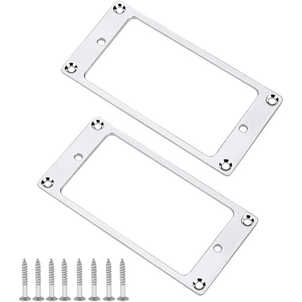 2 stk Sølv Humbucker Pickup Monteringsringer med Skruer 92x46mm Metall Flat Pickup Ramme for Elektrisk Gitar Erstatningsdeler