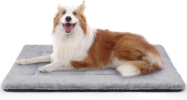 Vaskbar Hundeseng, Stor Hundemadrass, Hundematte med Sklisikker Bunn, for Store Hunder, Katter (90x60 cm, Grå)