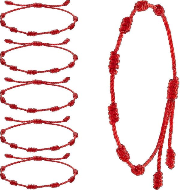 6 stk sommerknute armbånd rød armbånd rød snorarmbånd justerbar Kabbalah rød knute snorarmbånd amulett